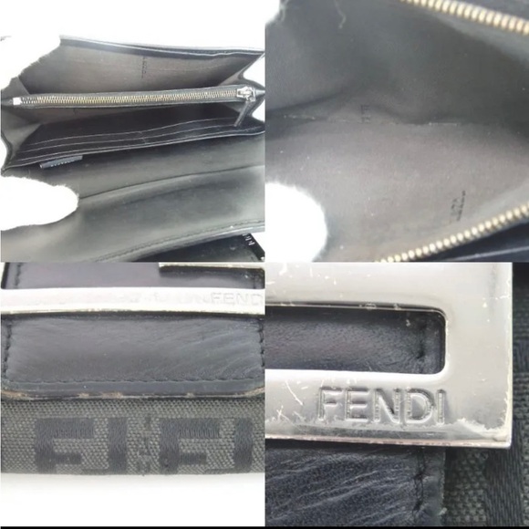 ☄️Vintage Throw-Back FENDI Zucca Leather & FF Fabric Long Wallet - Picture 5 of 12